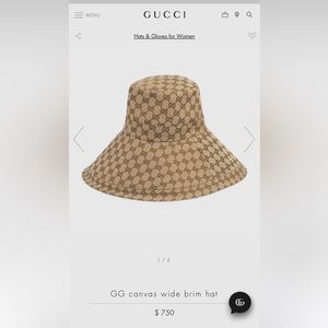 Gucci GG canvas wide brim logo hat XS from Beverly Hills store